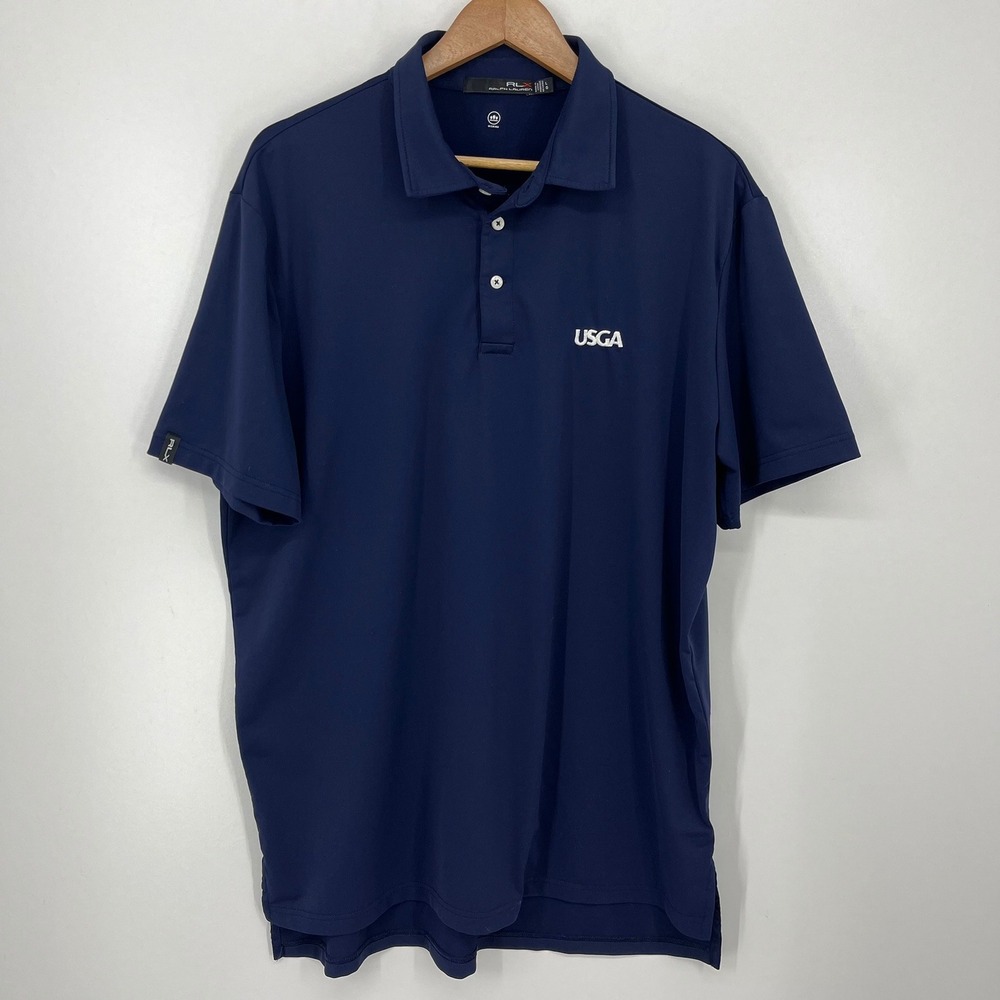 RLX Ralph Lauren Mens Navy Blue USGA Performance Golf Polo Shirt Large